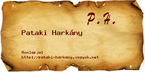 Pataki Harkány névjegykártya